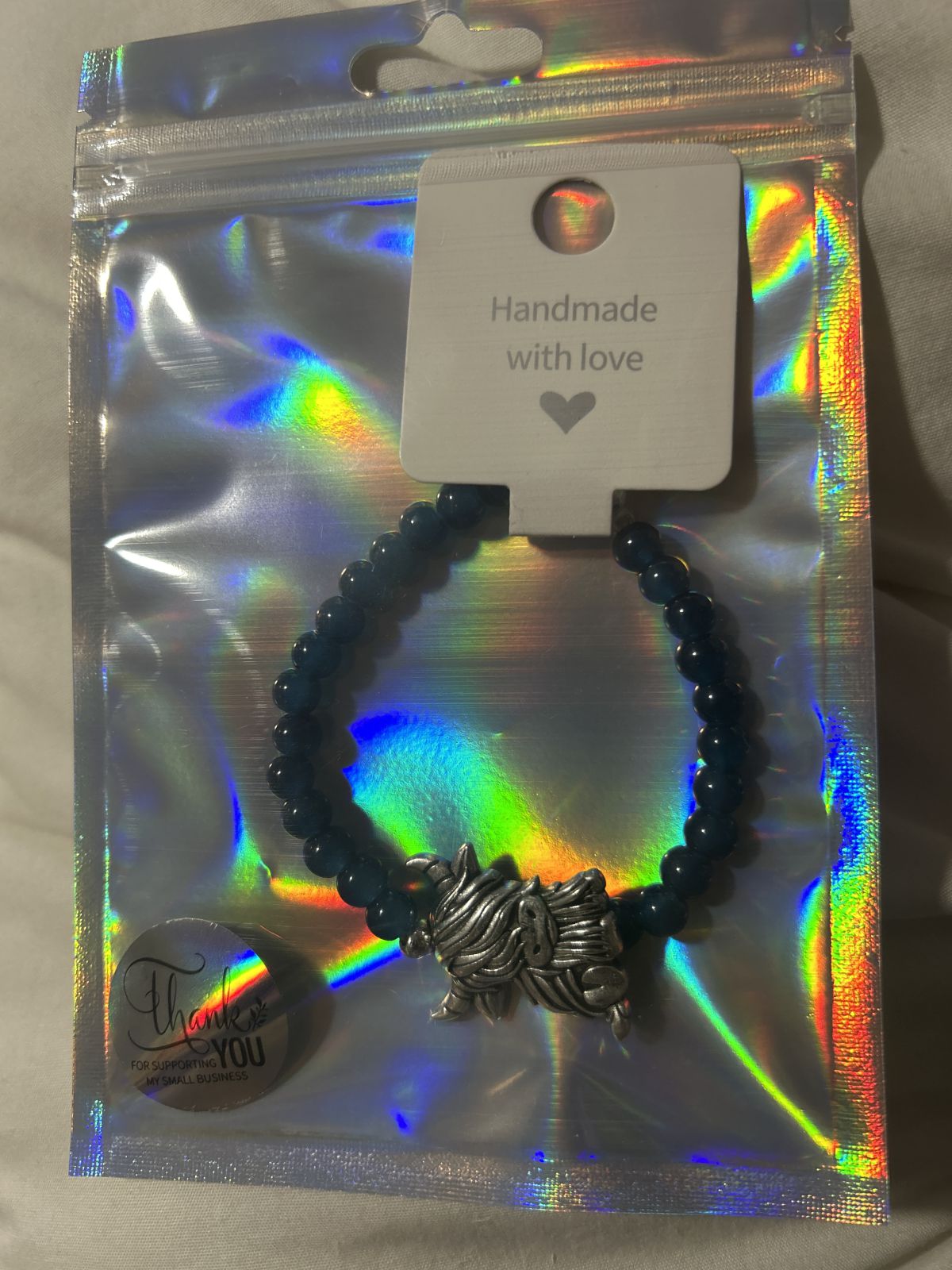 Blue magnetic heart highland cow bracelet