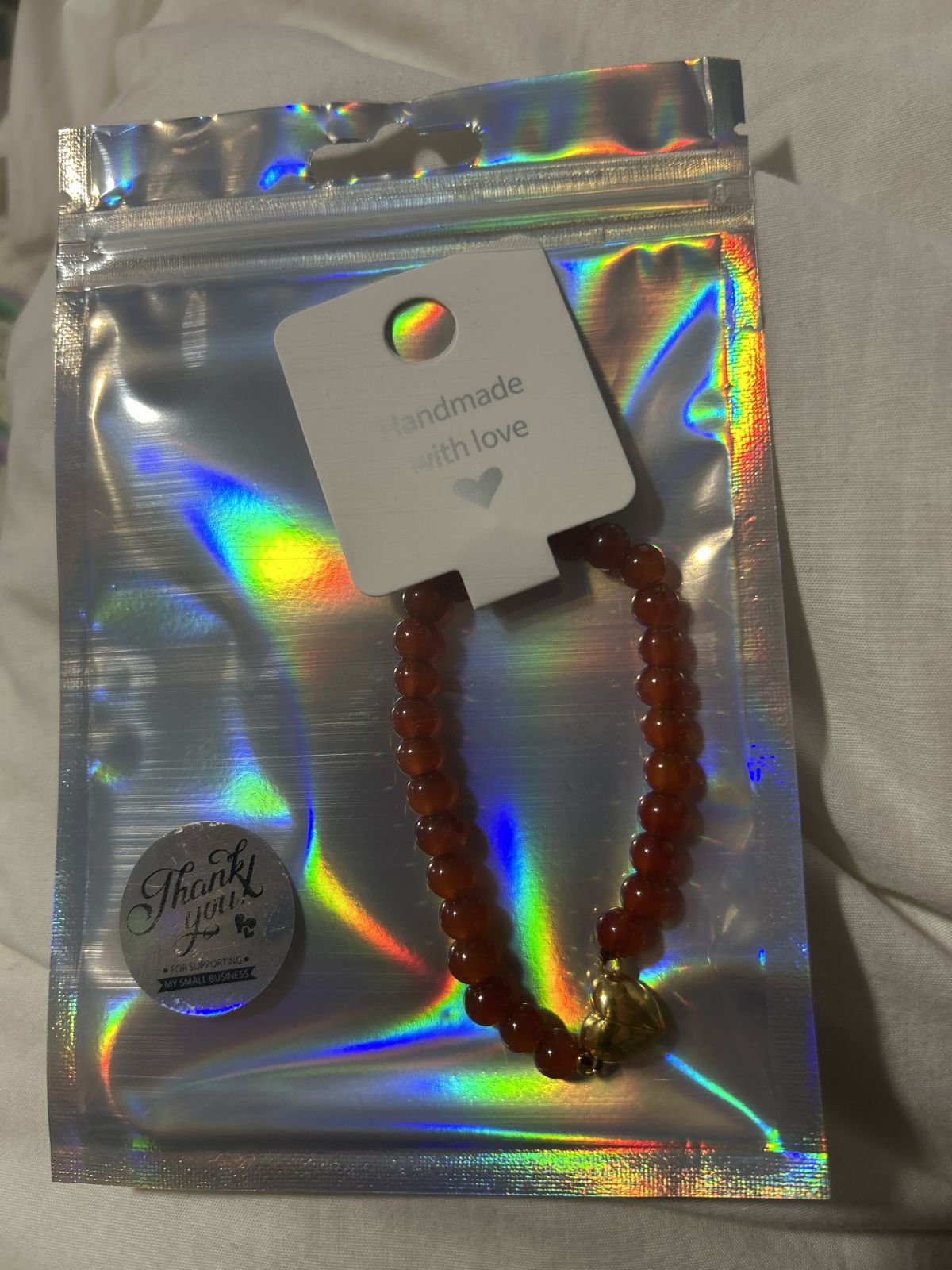 Dark orange magnetic heart bracelet